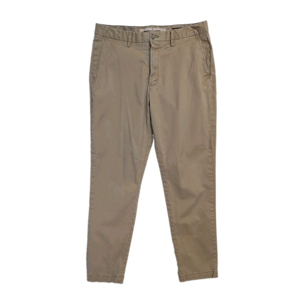 Banana Republic Lived In Chino Pants Mens 34x32 Khaki Athletic Fit Flat Front